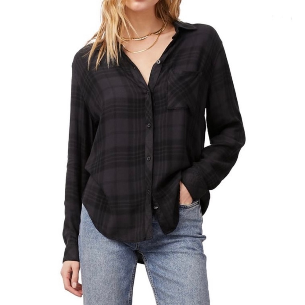 Rails Flannel Patterned Black Button Down - image 2
